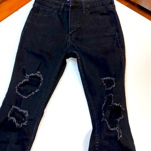 Hollister Women’s size 3 short 3S black distressed ripped skinny jeans! EUC! !